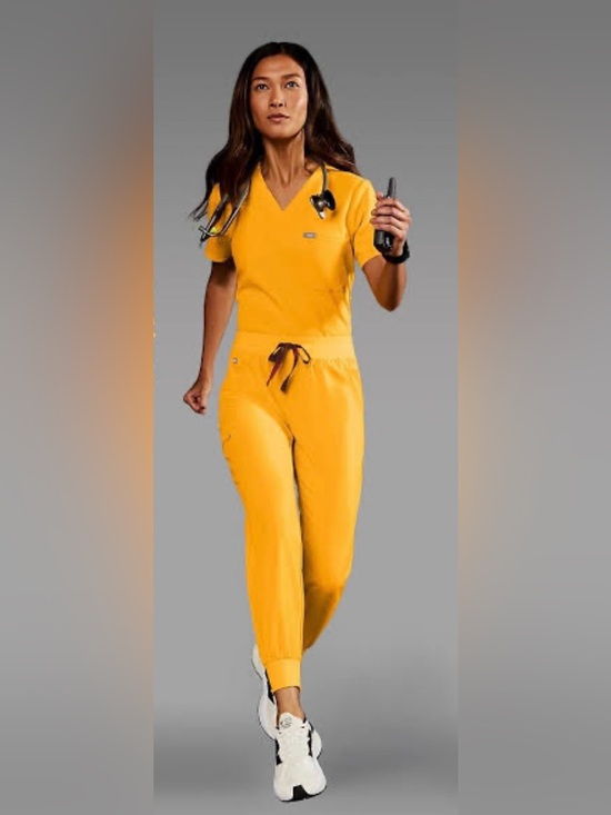 Figs Pants - Figs Zamora Joggers Size Large in Emergency Yellow